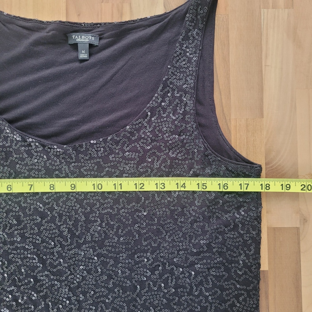 Talbots Black Sequin Scoop Neck Tank Top SZ Medium - Picture 10 of 10